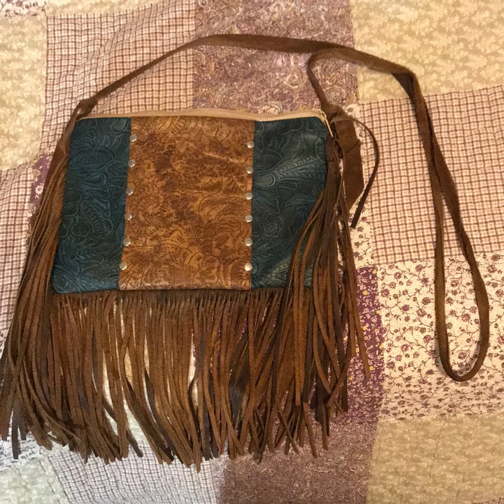 Leather fringe purse